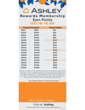 Ashley Furniture (Sudbury) Rewards Chart