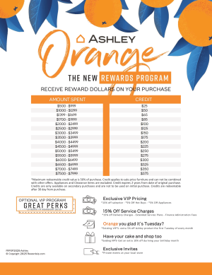 Ashley Furniture (Sudbury) Rewards Chart