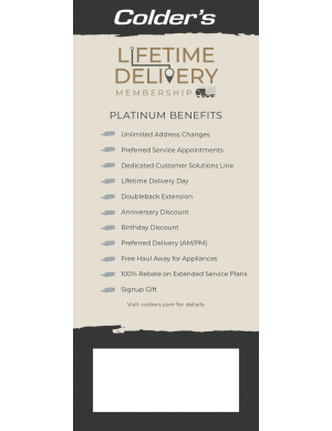Colder's Lifetime Delivery Platinum Rewards Chart