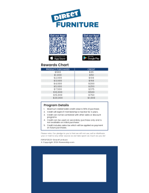 Direct Furniture Rewards Chart