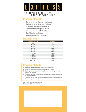 Express Furniture Outlet and More Inc Rewards Chart