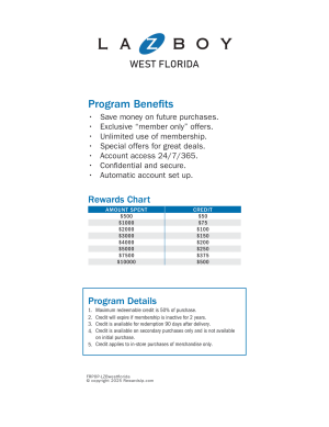 La-Z-Boy (West Florida) Rewards Chart