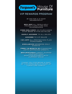 Ferguson's House of Furniture Rewards Chart